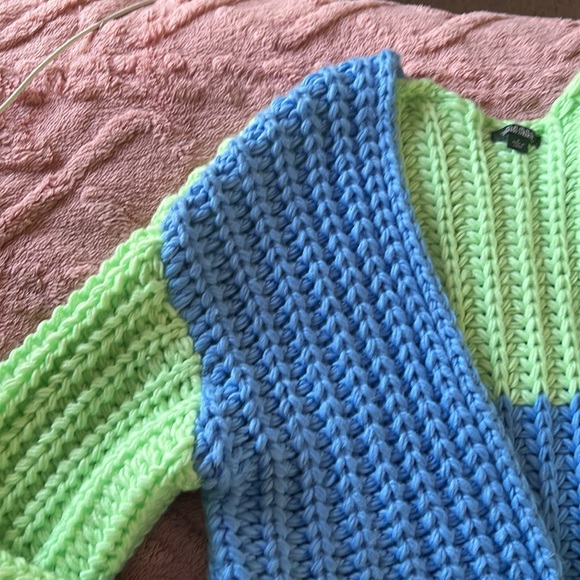 Wild Fable pastel green and blue knitted color block cardigan SIZE SMALL - Picture 5 of 6